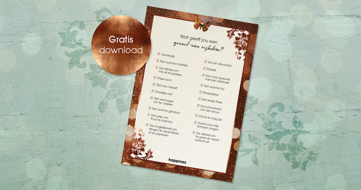 Wat geeft jou een gevoel van rijkdom? Obtain de checlist!